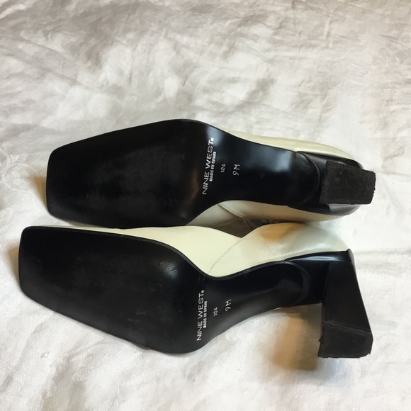 NINE WEST Cream Sz 9M Square Toe Ankle Wrap Pumps - Picture 4 of 8